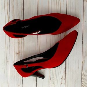 Paul Green red suede slingback pumps